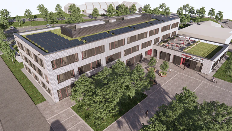 — © 3D-Ansicht der neuen Zentrale in Ansbach/©FEGA & SCHMITT